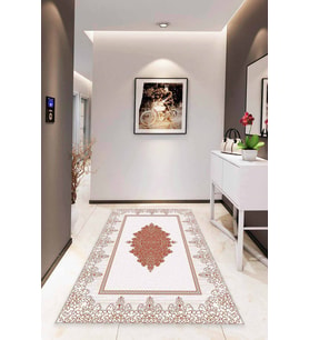 Tarçın Klasik Göbekli Kaymaz Tabanlı Dekoratif Halı MK71 - 100 x 160 cm