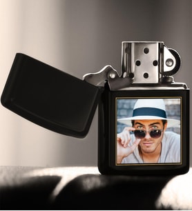 BK Gift Kişiye Özel Fotoğraflı Siyah Benzinli Metal Çakmak-1
