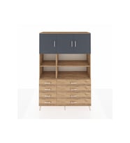 Hyperion Dolap 8 Raflı 8 Çekmeceli 3 Kapaklı 132x44x195 Çam-Antrasit/Çam
