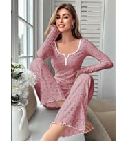 Fantezia Night Kadın Çiçek Desenli Yumuşak Pamuklu Uzun Pijama Takımı 5132