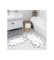Rovigo Home Dijital Baskılı 2'li Banyo paspas Takımı RVG5093 (Beyaz)