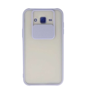 Samsung Galaxy J7 Kılıf Palm Buzlu Kamera Sürgülü Silikon - Lila