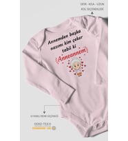 Annemden Başka Nazımı Kim Çeker ? Tabiki Annanem v2 Baskılı Bebek Zıbını – Çıtçıtlı Body  Uzun Kol (Bebek Pembesi)