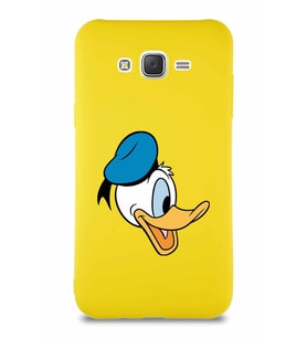 Samsung Galaxy J7 Core Soft Premier Kapak Donald Duck-F Tasarımlı Silikon Kılıf - Sarı (Şeffaf)