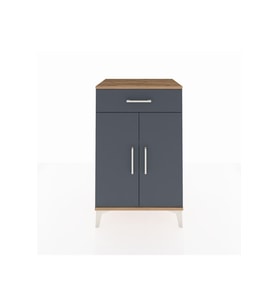 Hyperion Komodin 2 Raflı Tek Çekmeceli 2 Kapaklı 60x44x96 Çam-Antrasit