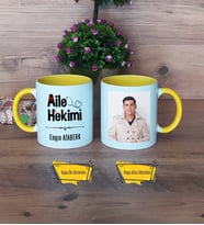 Aile Hekimi Kupa Bardak Sarı Fotoğraflı Tıp Bayramı Hediyesi