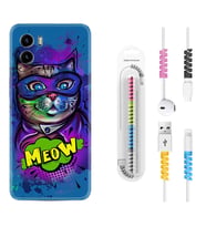 Vivo Y15S Y32 Y33S Y51 Y53S Kılıf Kablo Koruma Spiral Silikon Super Meow 1715