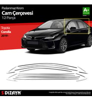 S-Dizayn Toyota Corolla Krom Cam Çerçevesi 12 Prç. 2019 Üzeri