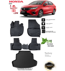 Honda City 2023 Araca Özel 3D Paspas Ve 3D Bagaj Havuzu