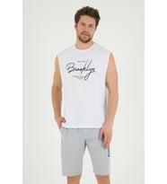 Süperlife Erkek Bisiklet Yaka Regular Fit Brooklyn Baskılı Tişört SPR22TS115 (Beyaz)
