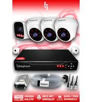 Bayicam 4 Kameralı Zebra 3 İç Kamera Set HDD'siz 5 MP Full HD Gece Görüşlü Güvenlik Kamerası Sistemi