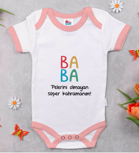 BK Kids Baba Tasarımlı Pembe Bebek Body Zıbın-1