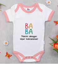BK Kids Baba Tasarımlı Pembe Bebek Body Zıbın-1