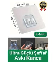 5 Adet Ultra Güçlü Suya Dayanıklı İz Bırakmaz Şeffaf Banyo Mutfak Ayna Tablo Raf Tutucu Askı Kanca