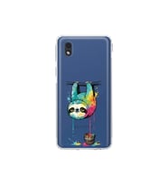 Samsung Galaxy A01 Core ile Uyumlu Splash Tembel Hayvan Tasarımlı Şeffaf Silikon Kılıf