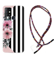 INFINIX Hot 8 9 10 11S Hot 10 Play 10T Kılıf Boyun Asklı Rasta Silikon Flowers 4 1390