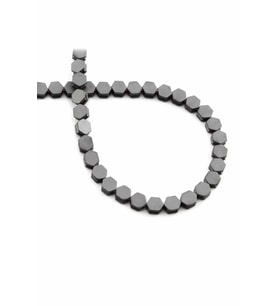 Hematit Doğal Taş Mat Gri Altıgen Kesim 5x5mm Dizi [AA]