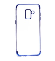 Galaxy A8 2018 Kılıf İnce Köşeleri Renkli Şeffaf Silikon (Gri)