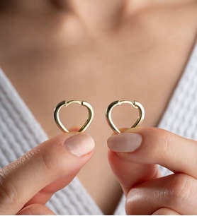 925 Ayar Gümüş Gold Taşsız Kalp Küpe