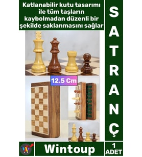 #Satranç Manyetik Seyahat Tipi Mini Mıknatıs Taşlı Ahşap Katlanabilir Kutulu Satranç Oyunu 12.5 Cm