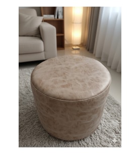 Modern Lüks Yuvarlak Puf Tabure  Salon Oturma Odası Dekoratif Ayak Uzatma Taburesi