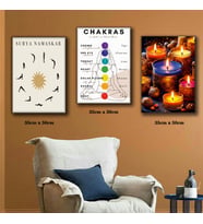 yoga çakra renkli mum tablosu 3 adet 35cmx50cm kumaş baskılı canvas tablo