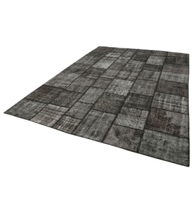 Antrasit Gri Halı Geometrik Desenli Yumuşak Dokulu Salon İçin El Dokuma Vintage Esintili Modern