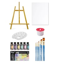 Mastermix Akrilik Boya Seti 60 cc 6 Pastel Renk Masaüstü Şövale Seti Tuval Seti 35x50 Boyama Seti