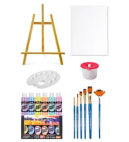 Mastermix Akrilik Boya Seti 60 cc 6 Pastel Renk Masaüstü Şövale Seti Tuval Seti 35x50 Boyama Seti