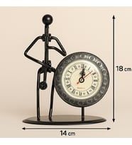 Metal Saatli Saksafon Çalan Müzisyen Dekor – 18x14 cm Masaüstü Saat (Karışık)