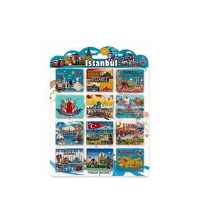 Kişiye Özel İstanbul Temalı Silikon Buzdolapı Süsü Magnet 12'Li Set - 5,5x4,5cm