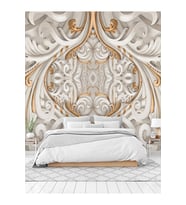 Dreamwall 3D Mermer Sanat Desenli Silinebilir Sağlıklı Tekstil Duvar Kağıdı (Gold)