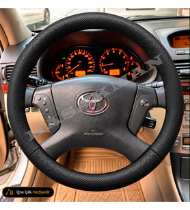 Toyota Avensis T250 Dikme Direksiyon Kılıfı Premium Komple Delikli Deri Siyah Dikiş Comfort-Elegant-Düz Kollu Tipler 2003-2006
