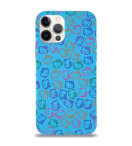 Apple iPhone 12 Pro Uyumlu Lansman Kılıf Hello Kitty Tasarımlı İçi Kadife Kapak-Mavi (Şeffaf)