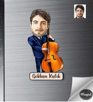 Kişiye Özel Kontrbas Erkek Ahşap Magnet -1