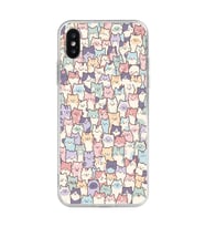 Iphone X / Xs Uyumlu Sevimli Kediler Desenli Şeffaf Telefon Kılıfı