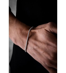 14 K White Gold Kaplama 925 Ayar Gümüş Tenis Su Yolu 2 Mm Bileklik (Beyaz)