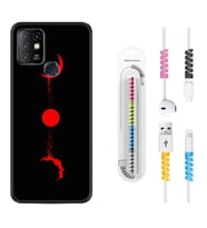 INFINIX Hot 8 9 10 11S Hot 10 Play 10T Kılıf Kablo Koruma Spiral Silikon Red Moon 1710