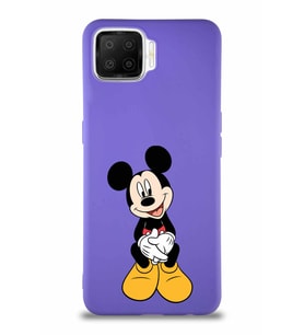 Oppo A73 Soft Premier Kapak Mickey Mouse-A Tasarımlı Silikon Kılıf - Mor (Şeffaf)