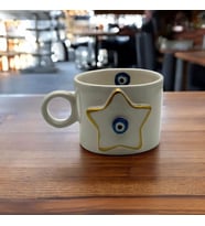 Altın Yaldız Yıldız Nazar Fincan Mug (Karışık)