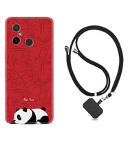 Xiaomi Redmi 12C Kılıf Resimli Boyun Askılı İpli Desenli Silikon Series Sleeping Panda 1810