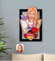 BK Gift Kişiye Özel İsimli Kadın Öğrenci Karikatürlü 3D Ahşap Tablo-1