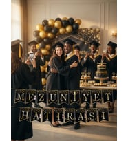 Mezuniyet Hatırası Banner Siyah Gold İpli Parti Süsü Dekorasyon Afişi