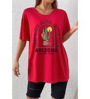 Unisex Arizona Baskılı T-shirt (Kırmızı)