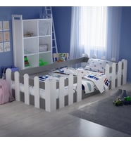 Montessori Karyola Beyaz-Antrasit 90x190 Yatak Uyumlu Oval Kesim Çocuk Yatağı Tlp-308