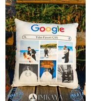 Kişiye Özel Yastık Google Tasarımlı (40x40cm) 1.Kalite Boncuk Silikon İle Doldurulmuştur / Doğum Günü / Yıl Dönümü / Sevgili - Eş - Arkadaş Hediyesi / Konsept Hediyelik / Özel Gün Hediyesi (Beyaz)