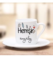 Hemşir Türk Kahve Fincanı (Beyaz)