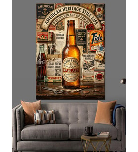 American Heritage Bira Reklam Tabelası Dekoratif Kanvas - Mdf Ahşap Tablo