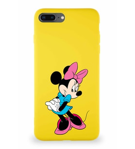 Apple iPhone 8 Plus Soft Premier Kapak Minnie Mouse-F Tasarımlı Silikon Kılıf - Sarı (Şeffaf)