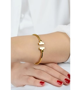 T Model Modern Kelepçe Bileklik 925 Ayar Gümüş Kelepçe Bileklik (Gold)